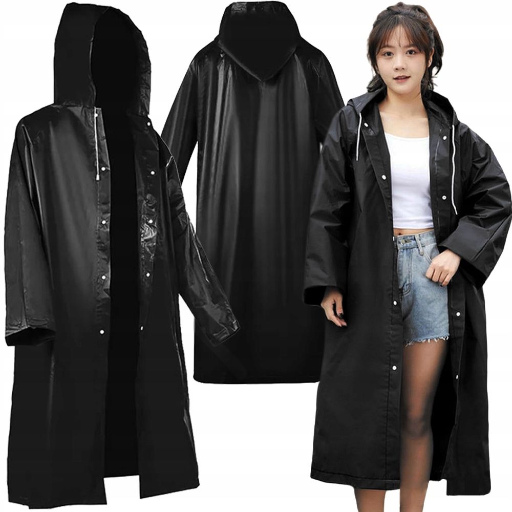  Raincoat with hood detachable cape universal grey