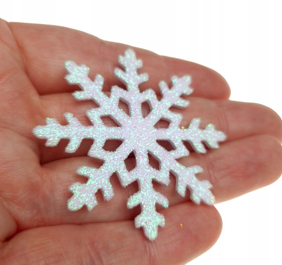  Schneeflocken schnee glänzend silber glitzer schaum 5cm 12 stk. weihnachtsbaumspielzeug zur krone