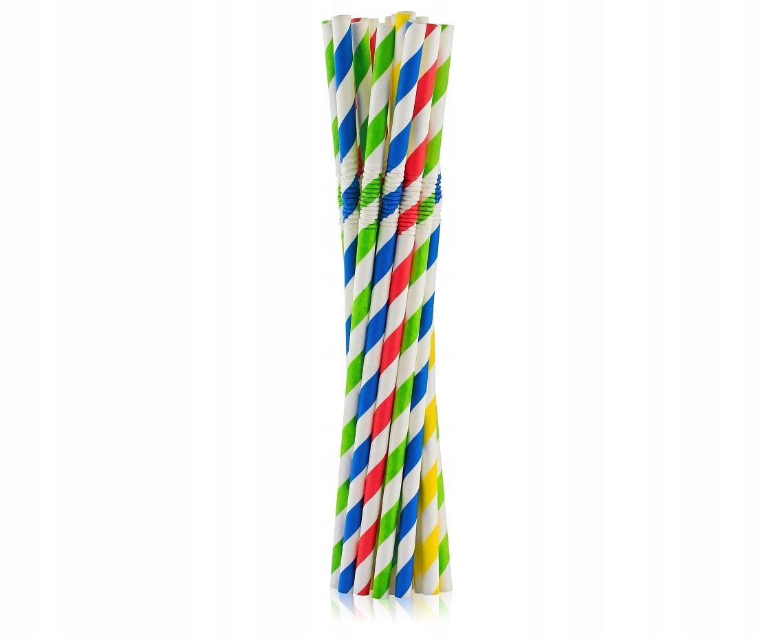  Slamky rúrky na pitie - papier zlomiť sa 250 počítač. 6x200mm - dúhy farba