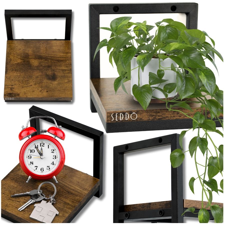 Hanging shelf wall-mounted two-tier flower stand industrial style on the wall salon