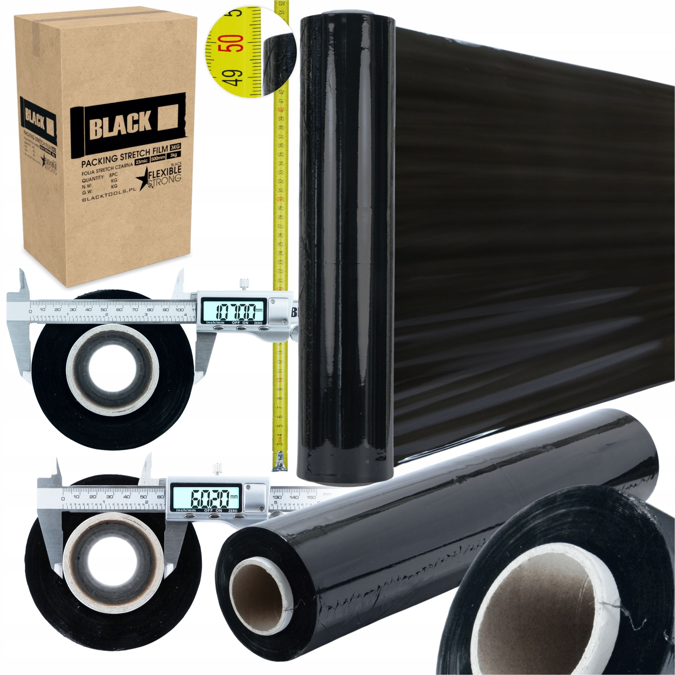  Stretch plėvelė xl stretch juodos spalvos 1,5kg 50cm 1,25 kg netto tvirtas tūba 27g