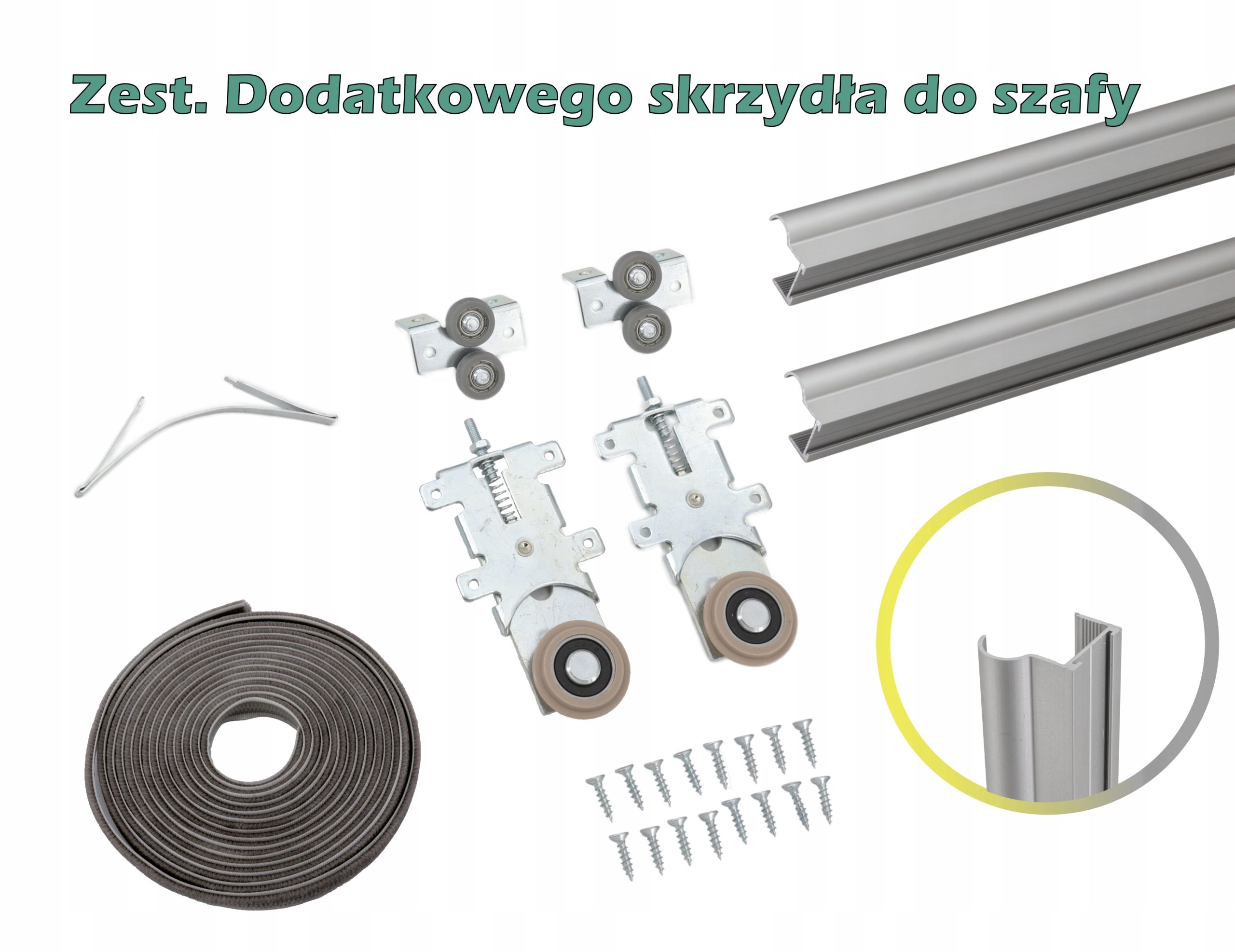  Systém šatní skříně posuvné ram v 200cm 2 pro dveře stříbro kola kočárky běžci