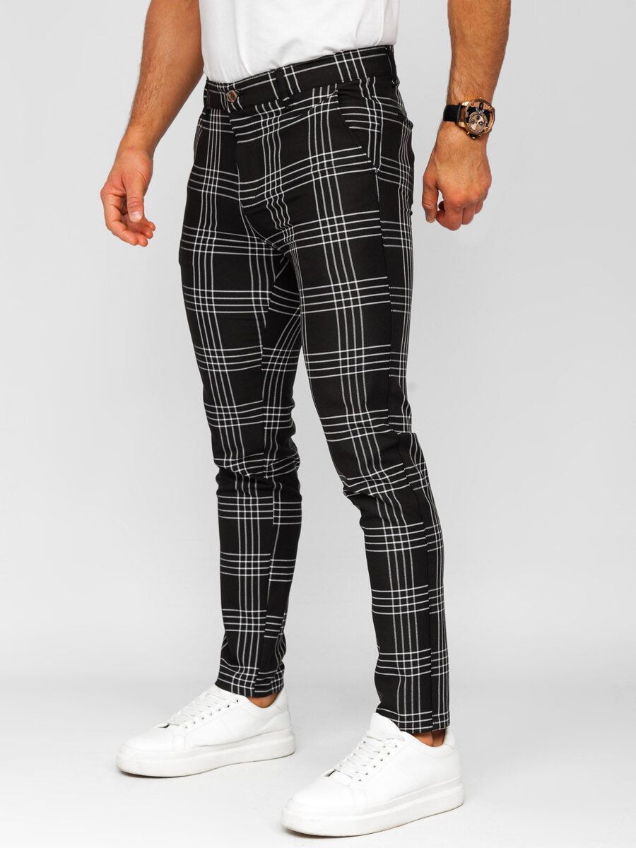  Kalhoty ve stylu chino tkanina kostkovaný meskie šedá 184171 denley_30/s