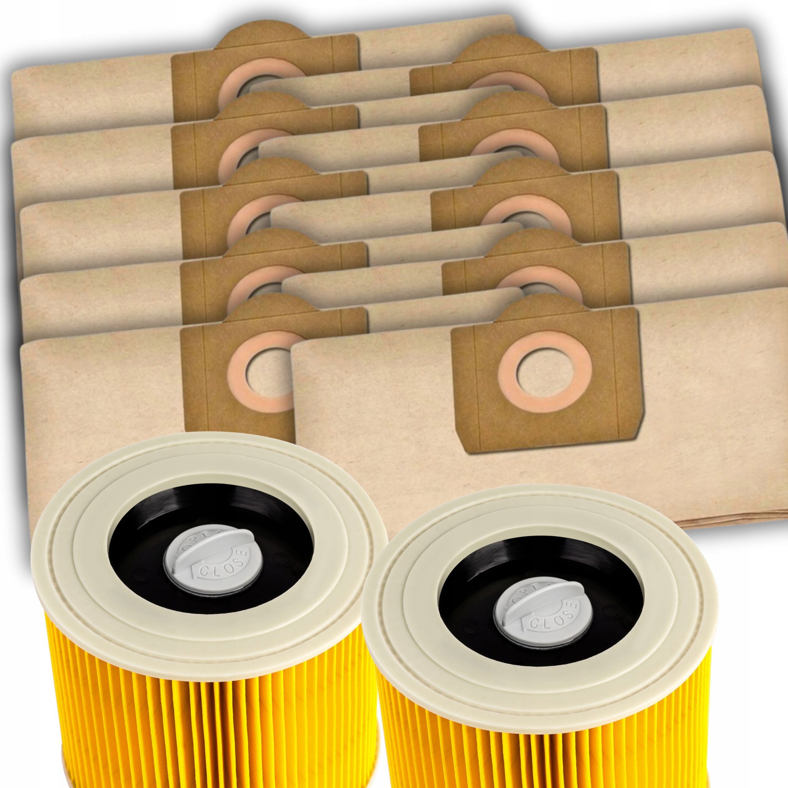  10x paper bags - karcher wd3 kwd3 wd2 se4 se4001 + 2x filter purey