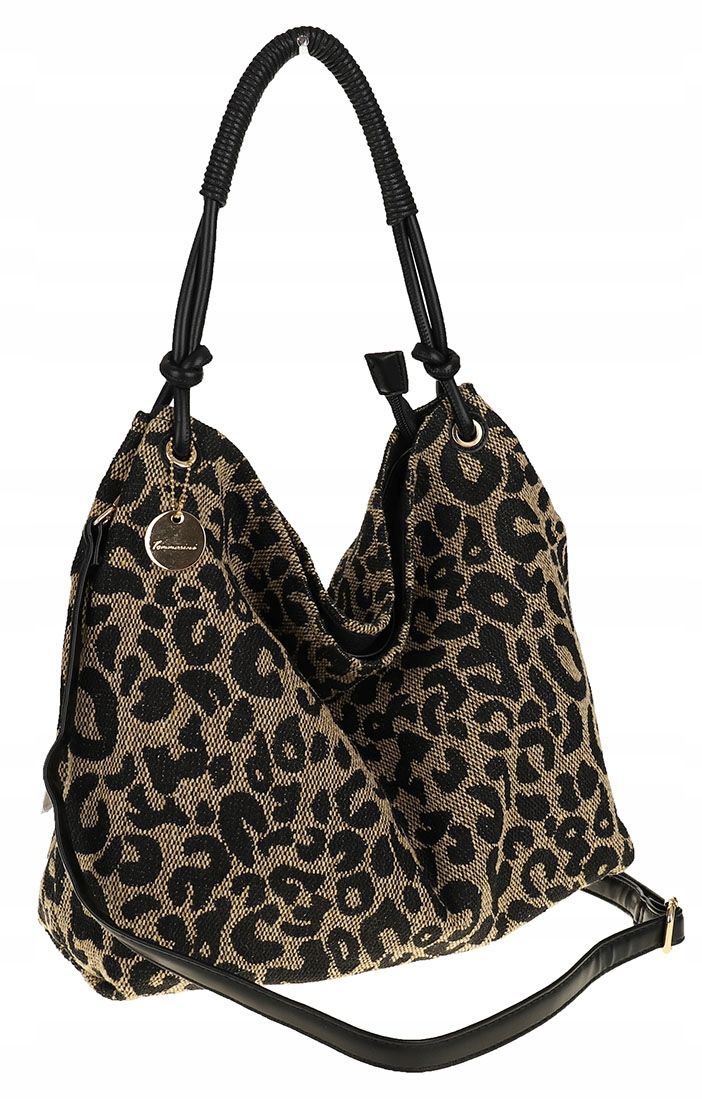  Tommasini modes rokassomiņa sievišķīgs leoparda apdruka plecu soma soma 3649 black