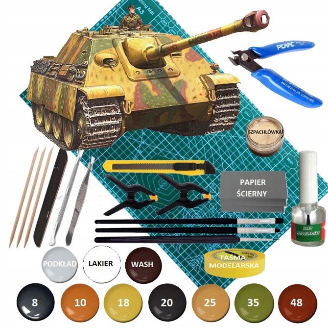  Modelis cisterna pantera tank panther type g + akrila krāsas modeļiem. aksesuāri