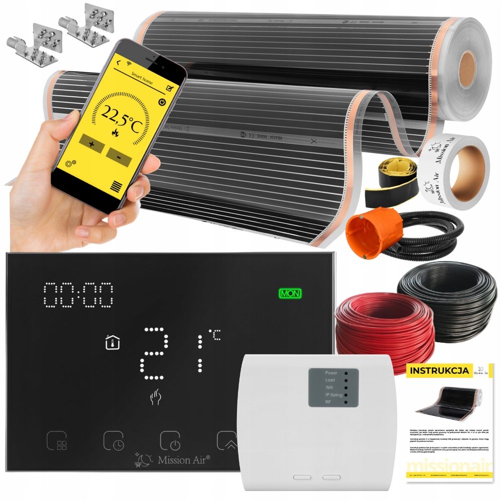  Kopa mission air filma infrasarkanais grīdas apsildes paklājiņš 100cm i 1m² 160w/m² ptc
