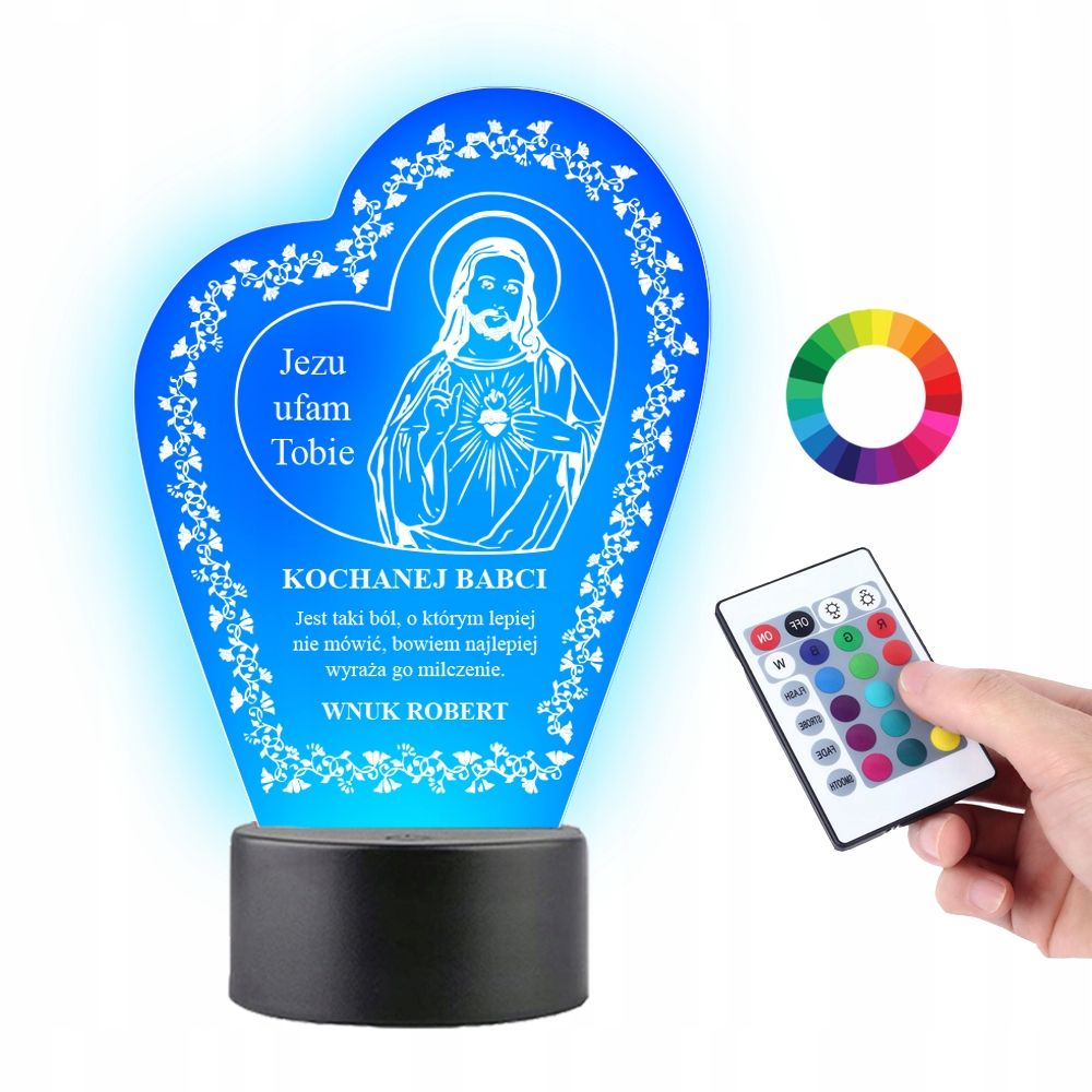  Light bulb on the glass pope jan pawel ii gift 3d led rgb + remote control 16 color
