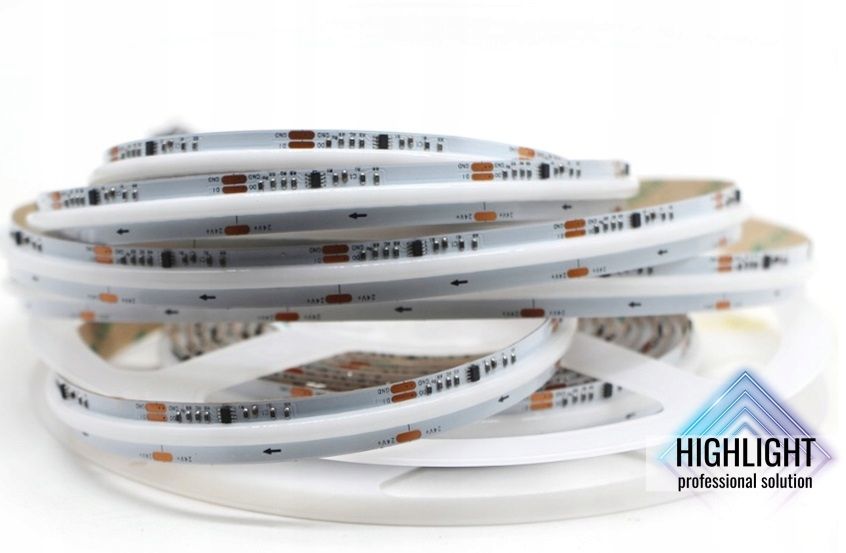  1m led juosta cob skaitmeninis sk6812 rgbw + šiltas 16w 24v ra 90 869 led/m kokybė