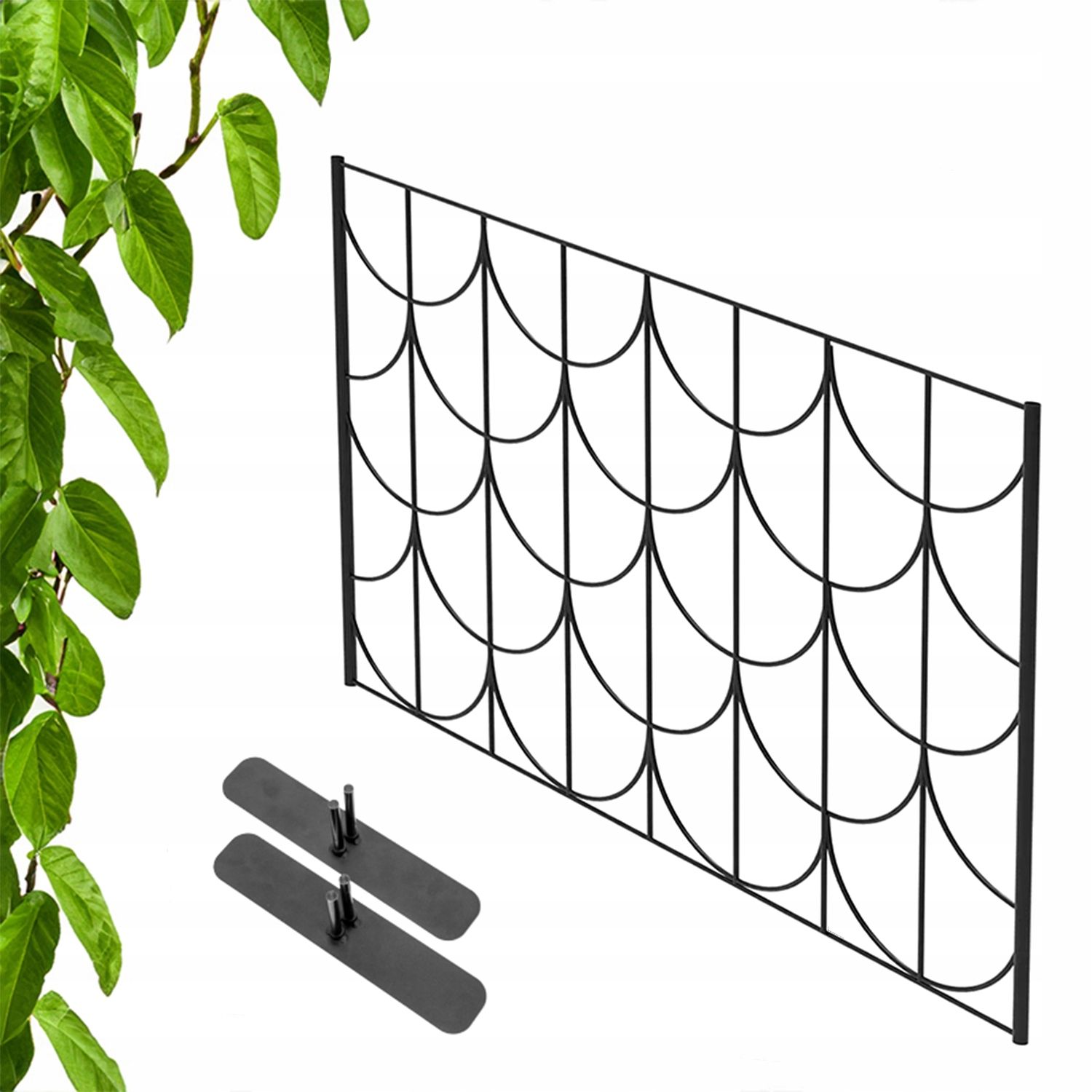  Kovový záhradný plot vysoký čierny 120x75cm plot