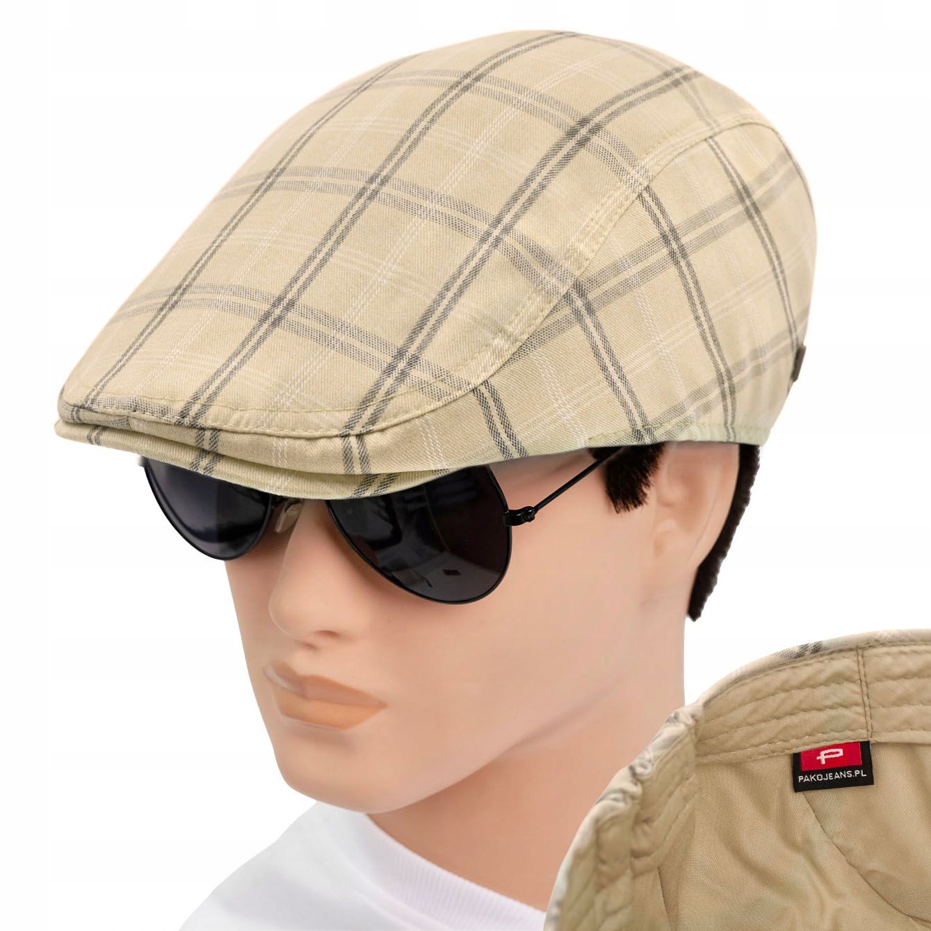  Klobouk s kšiltem muž čepice premium skotský kostkovaný bavlna žluť pako jeans