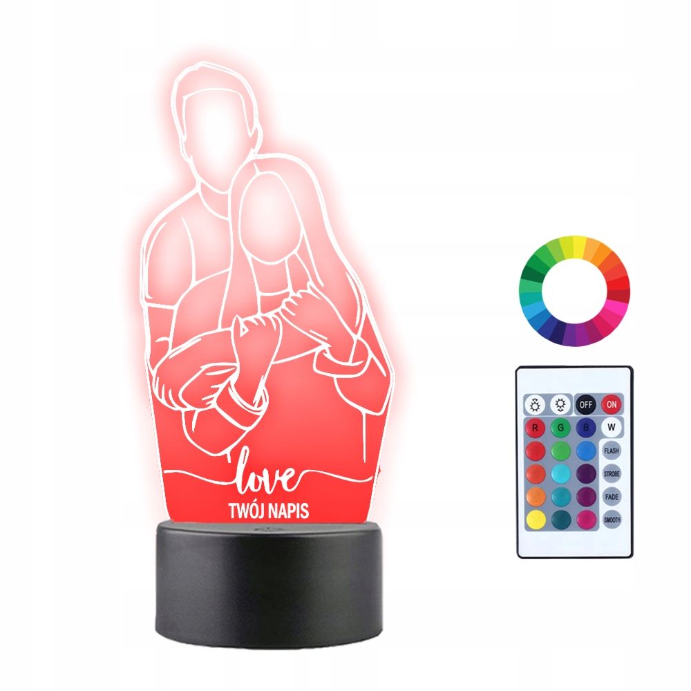  3d nakts gaisma led par dāvanu valentīna diena gravēšana
