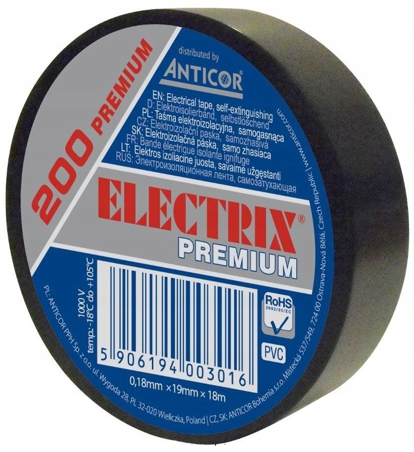  Anticor electrical insulating tape electrix 211 19mm x 20m black color