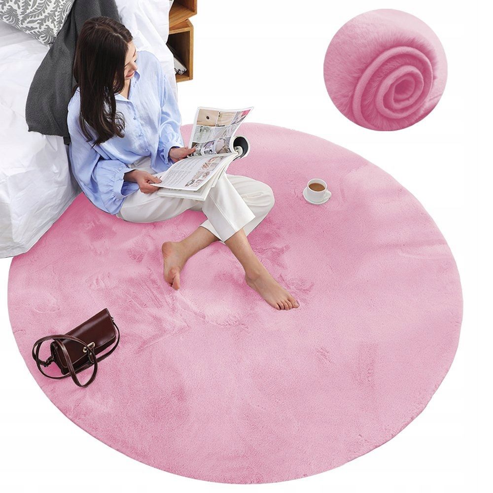  Carpet strado round rabbit rabbit fur non-slip soft loft style 80x80