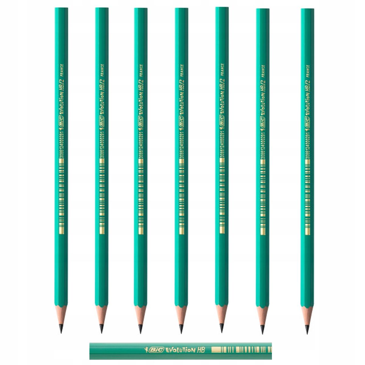  6 pcs. x pencil bic evolution original hb/2 from resin bezdrzewnej