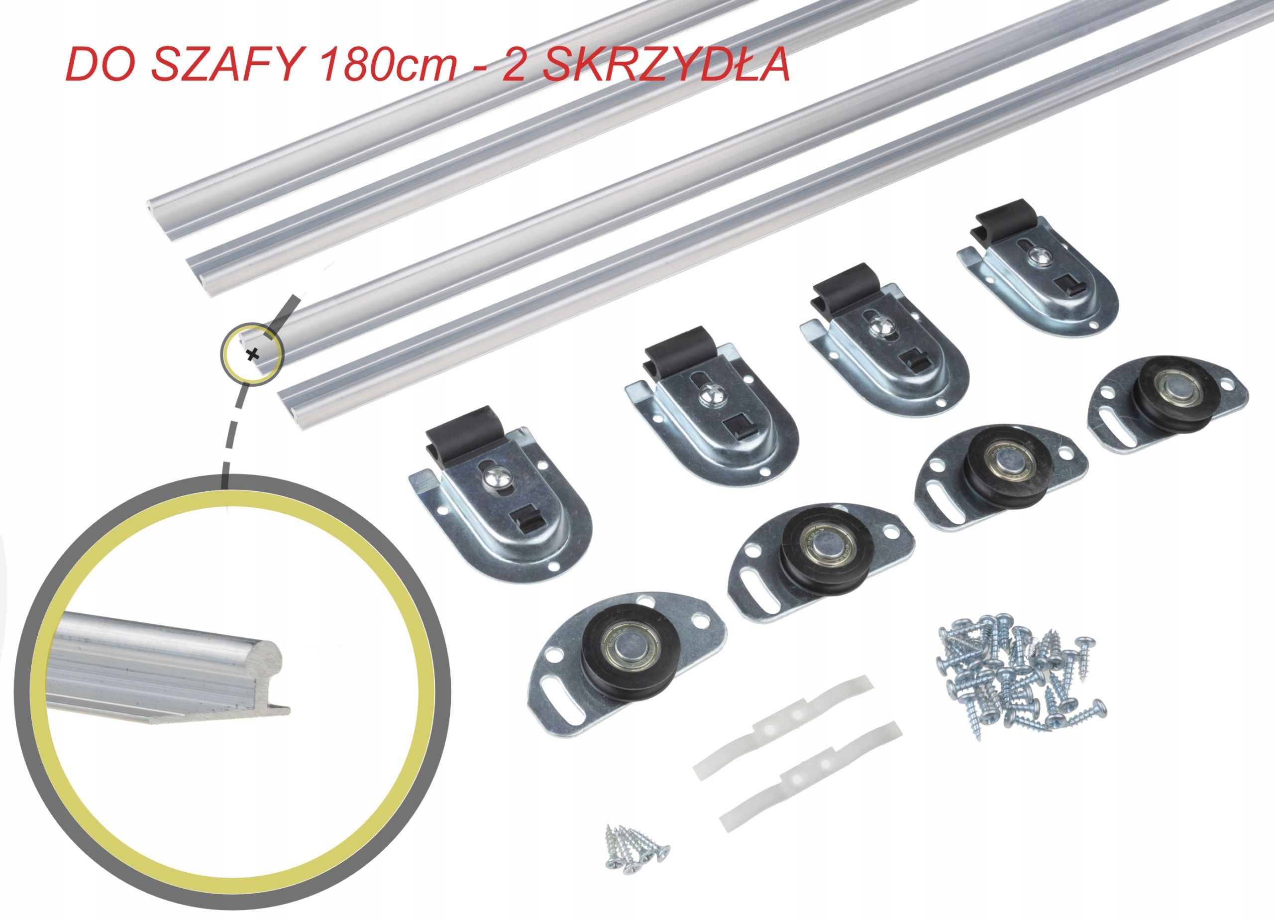 Ratukų rinkinys i bėgelių stumdomų spintų 250cm