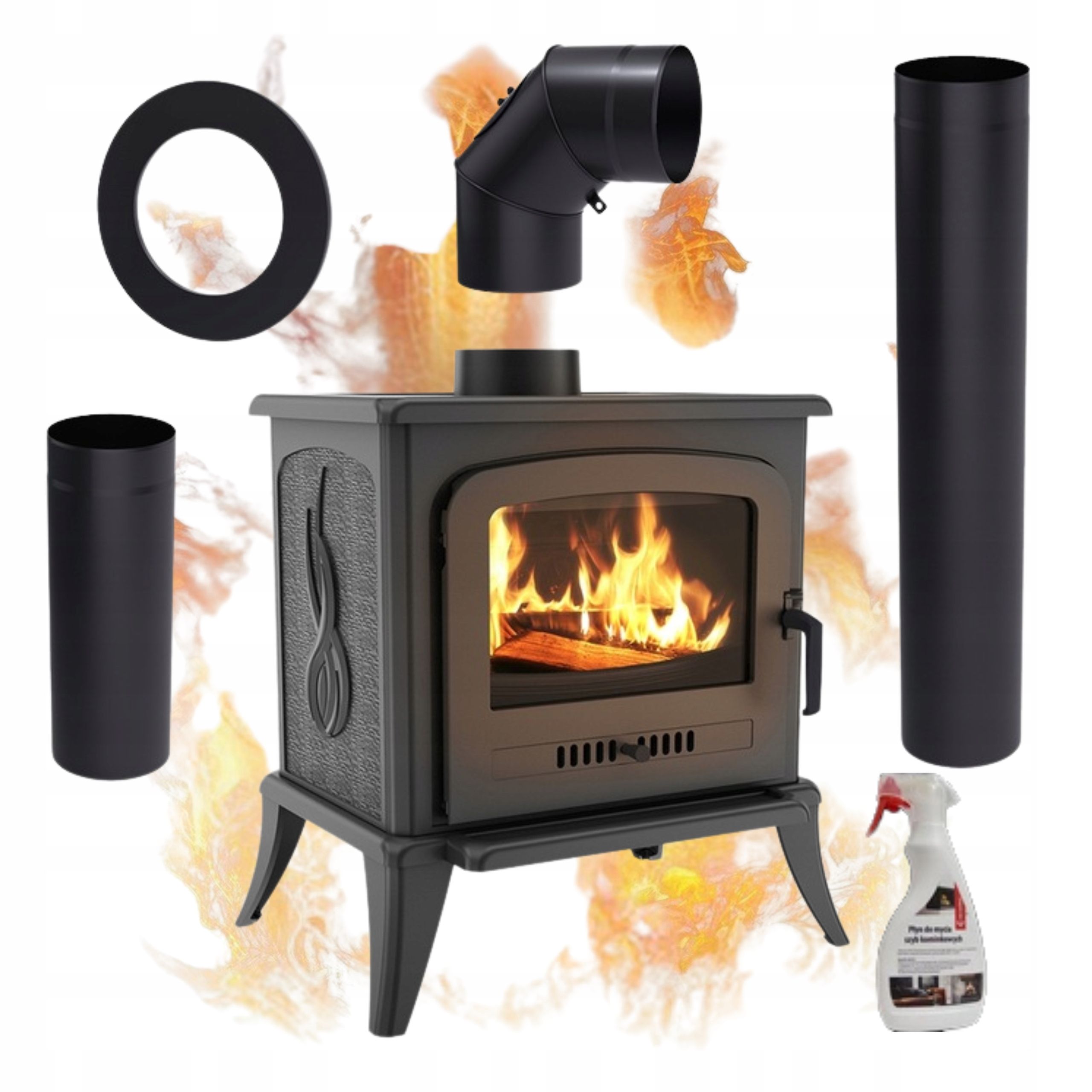  Čuguna krāsns kaza k6 brīvi stāvošs kamīns 8 kw fi 150 krāsns eco uz koksne