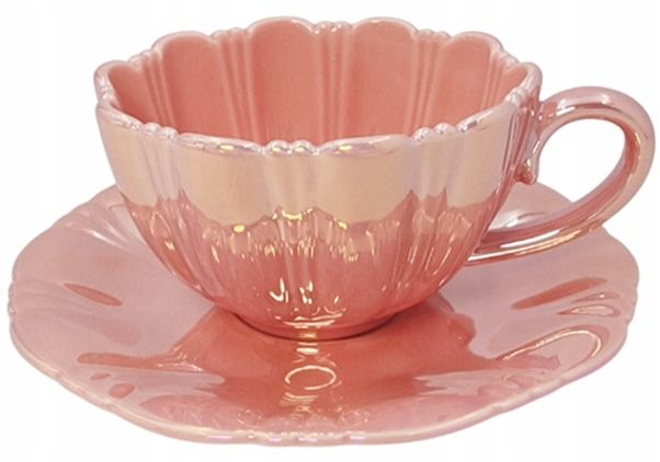  Pohár s talířem perla mušle 240 ml 3341