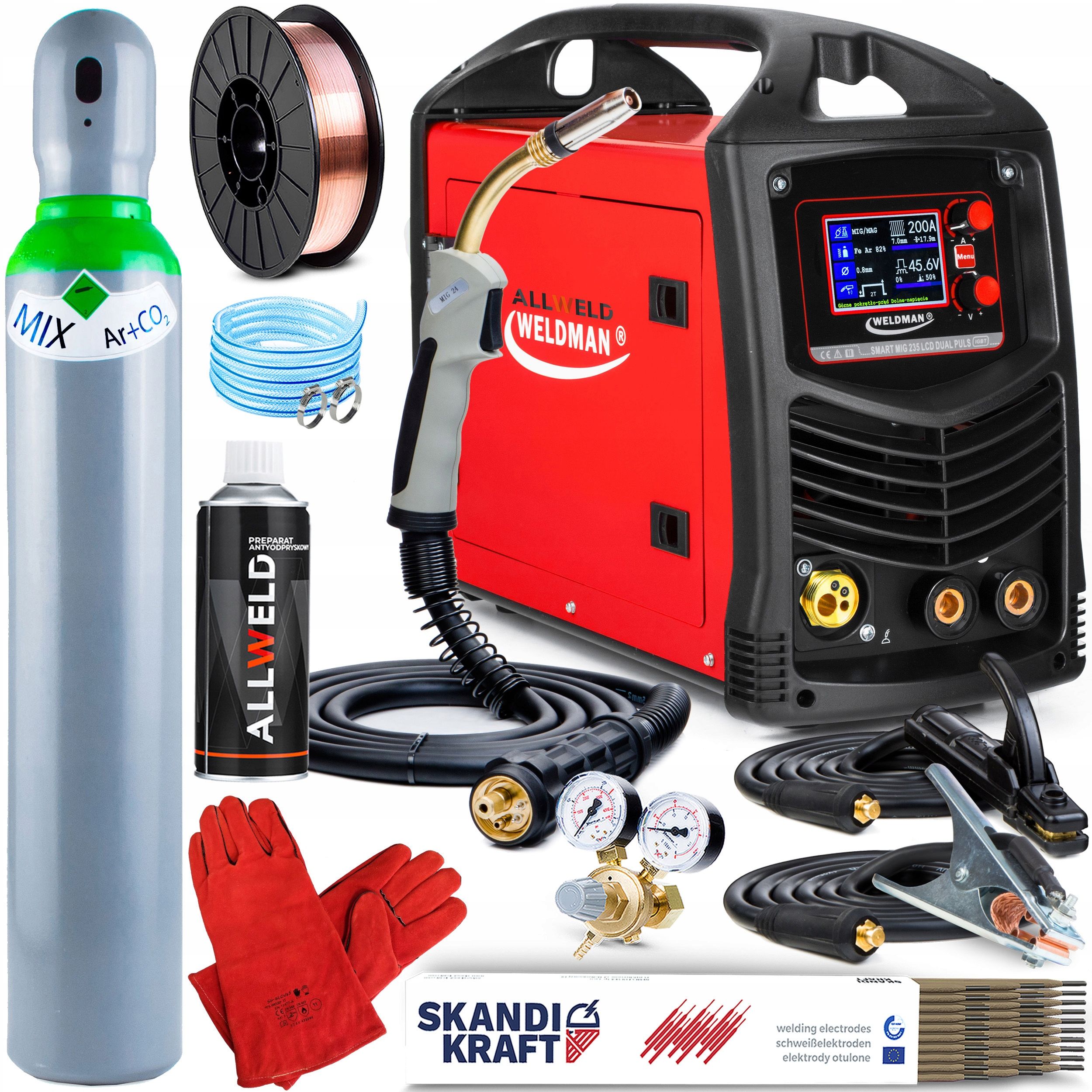  Inverterinis suvirinimo aparatas inverteris weldman mig 235 lcd dual pulsas mma tig alu 3in1