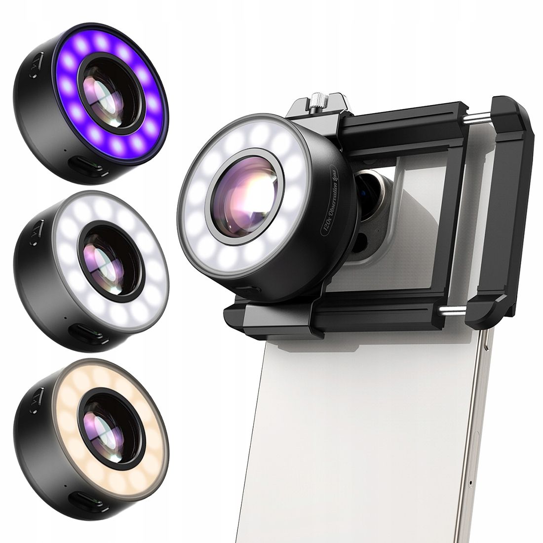  Komplekt 3x objektiiv digitaalne telefoni jaoks zoom 200x 150x 100x led apexel