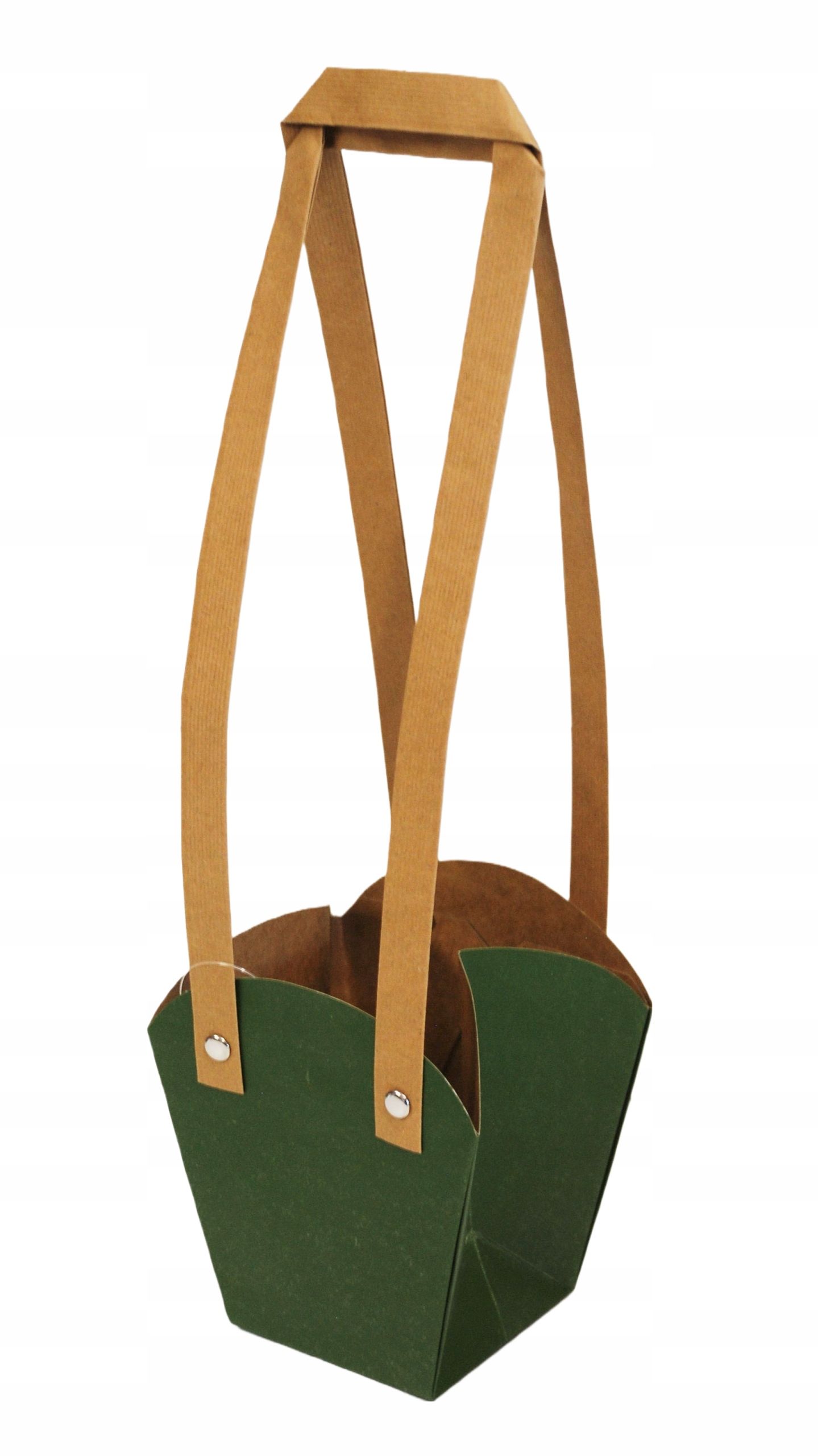  Papīra dāvanu maisiņš par ziediem krāšņs ar rokturi zaļš 33cm 10 gab.