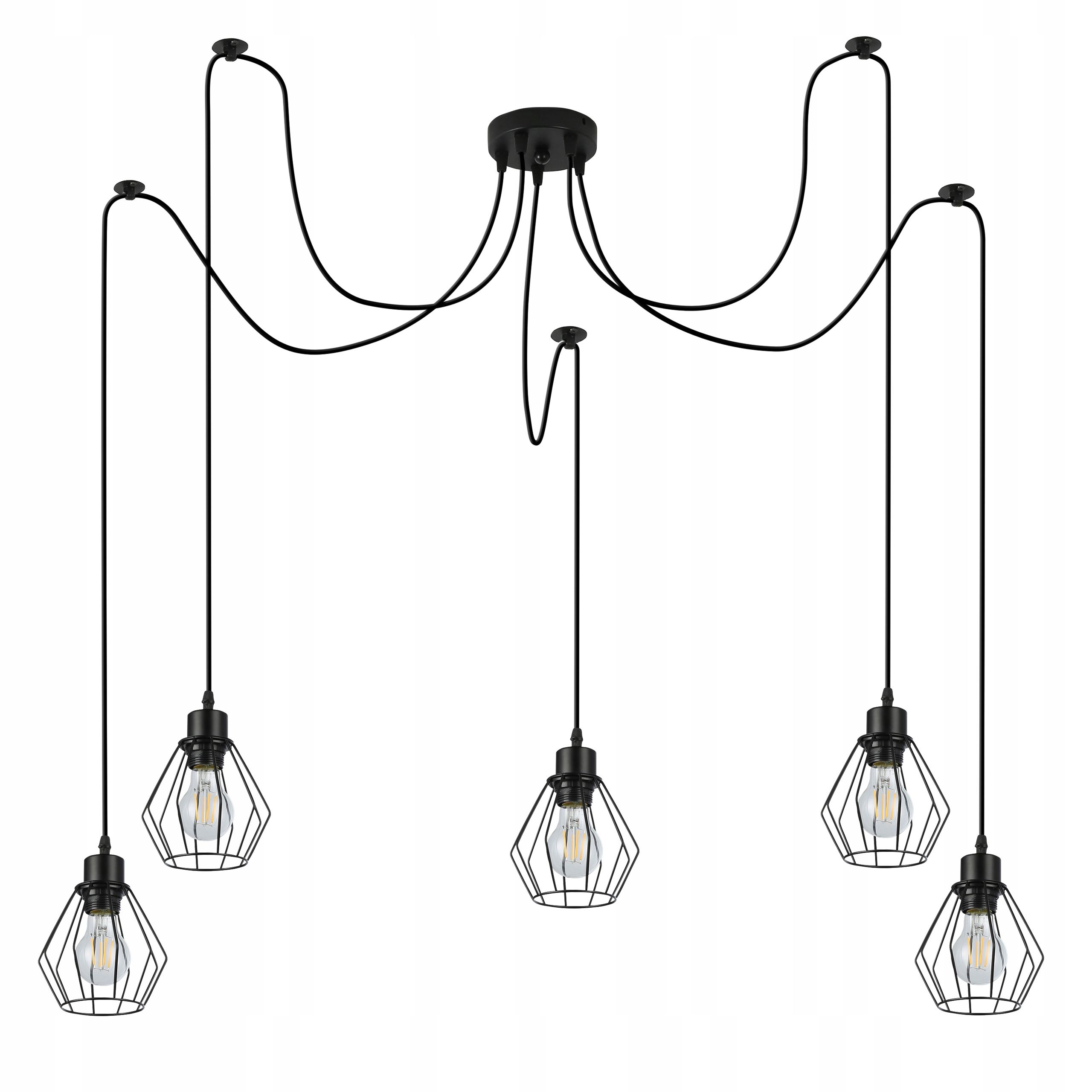  Deckenlampe hängend lampe wandleuchte rahmen 6x nr. e27 70cm led schwarz