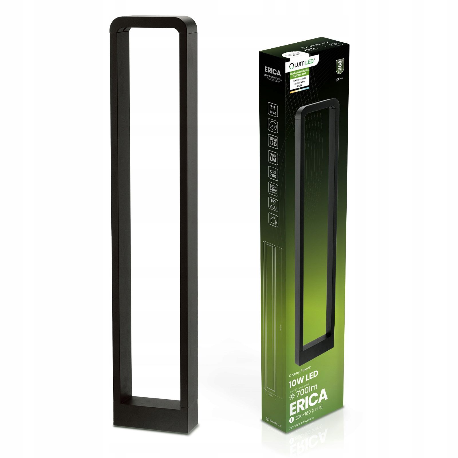  Led-lampe garten äußerlich im bau 80 cm 10w 700lm spalte 4000k schwarz