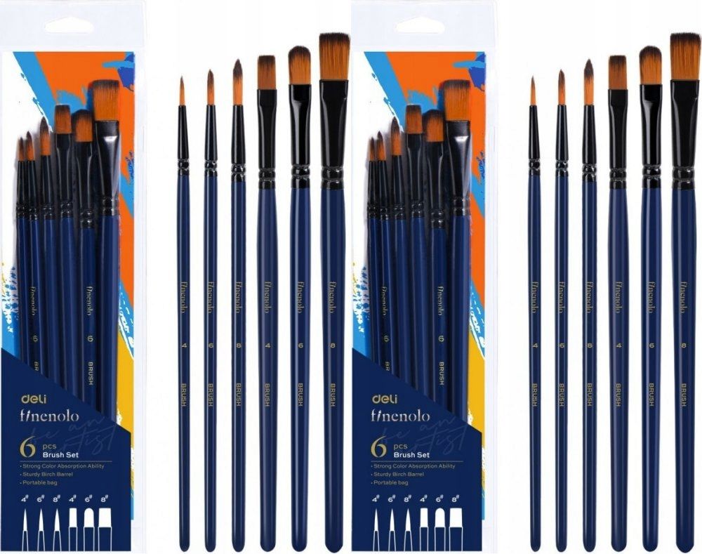  Bürsten 6 pcs. mix größen runden flach oval garnitur deli finenolo x2