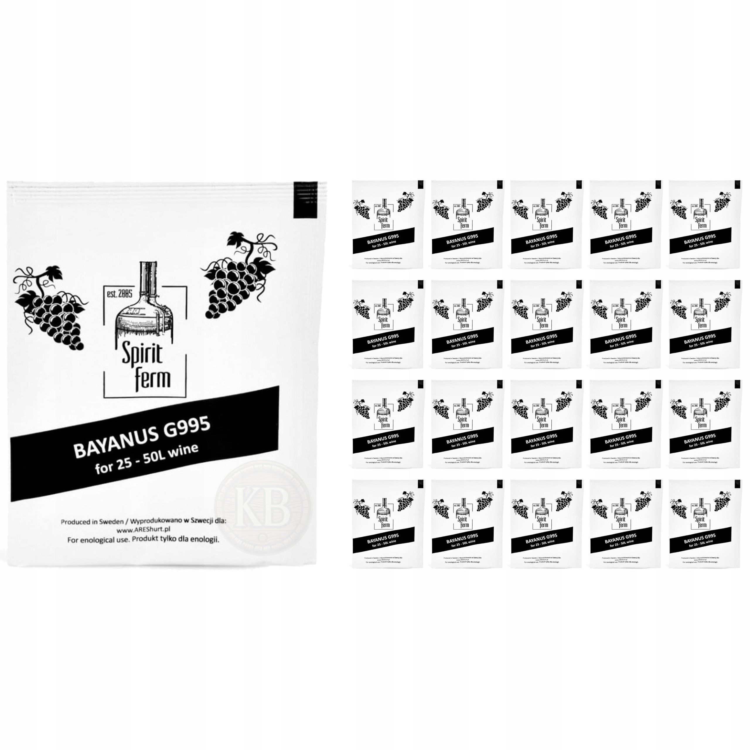  Yeast spiritferm bayanus g-995 10g on 25-50l wine 20 pcs.