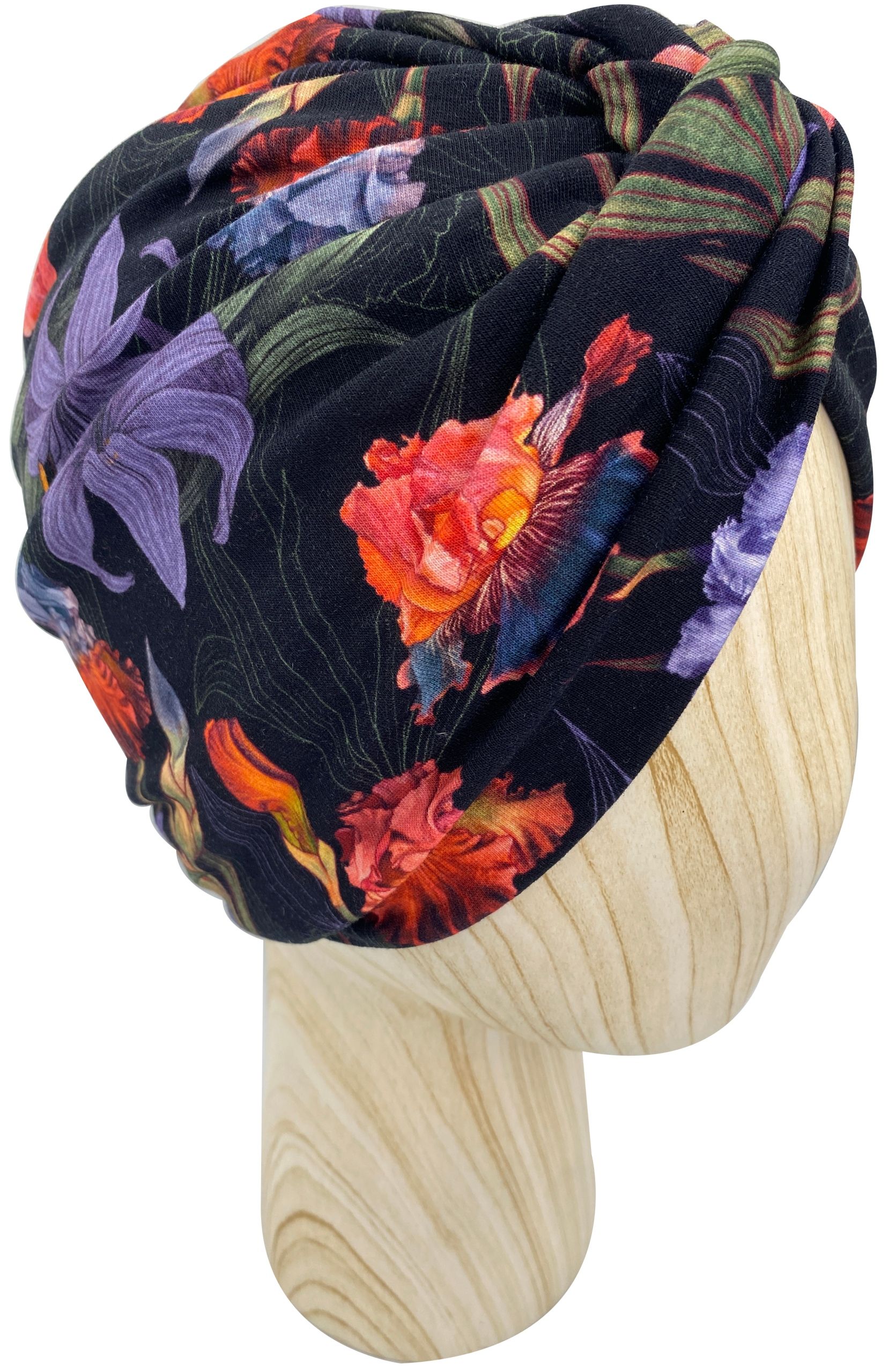  Mütze turban twist jersey baumwolle green lines onkologie