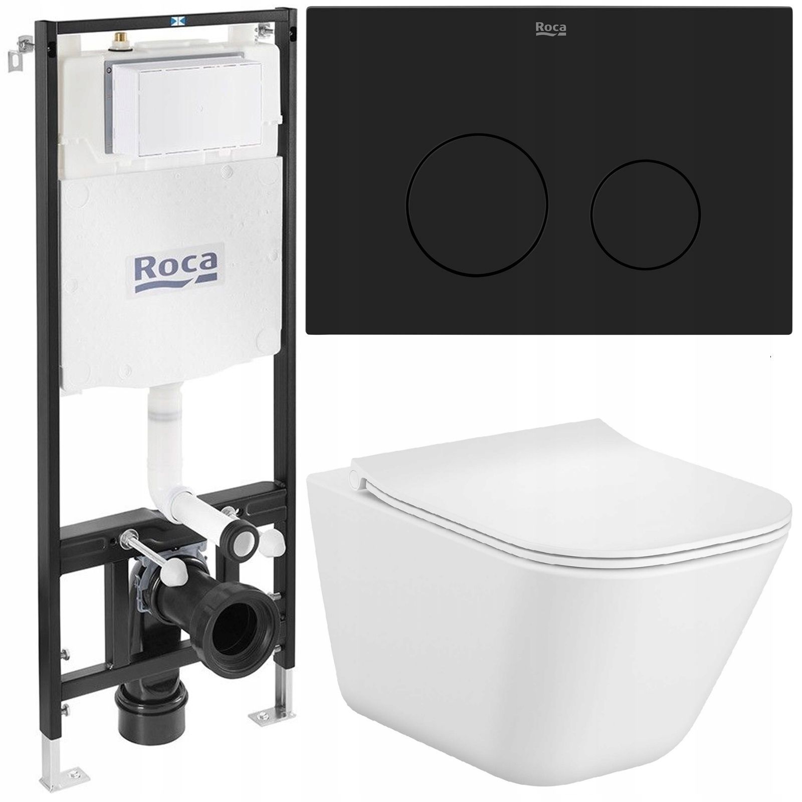  Roca concealed wc set slim bowl gap square rimless key black matte