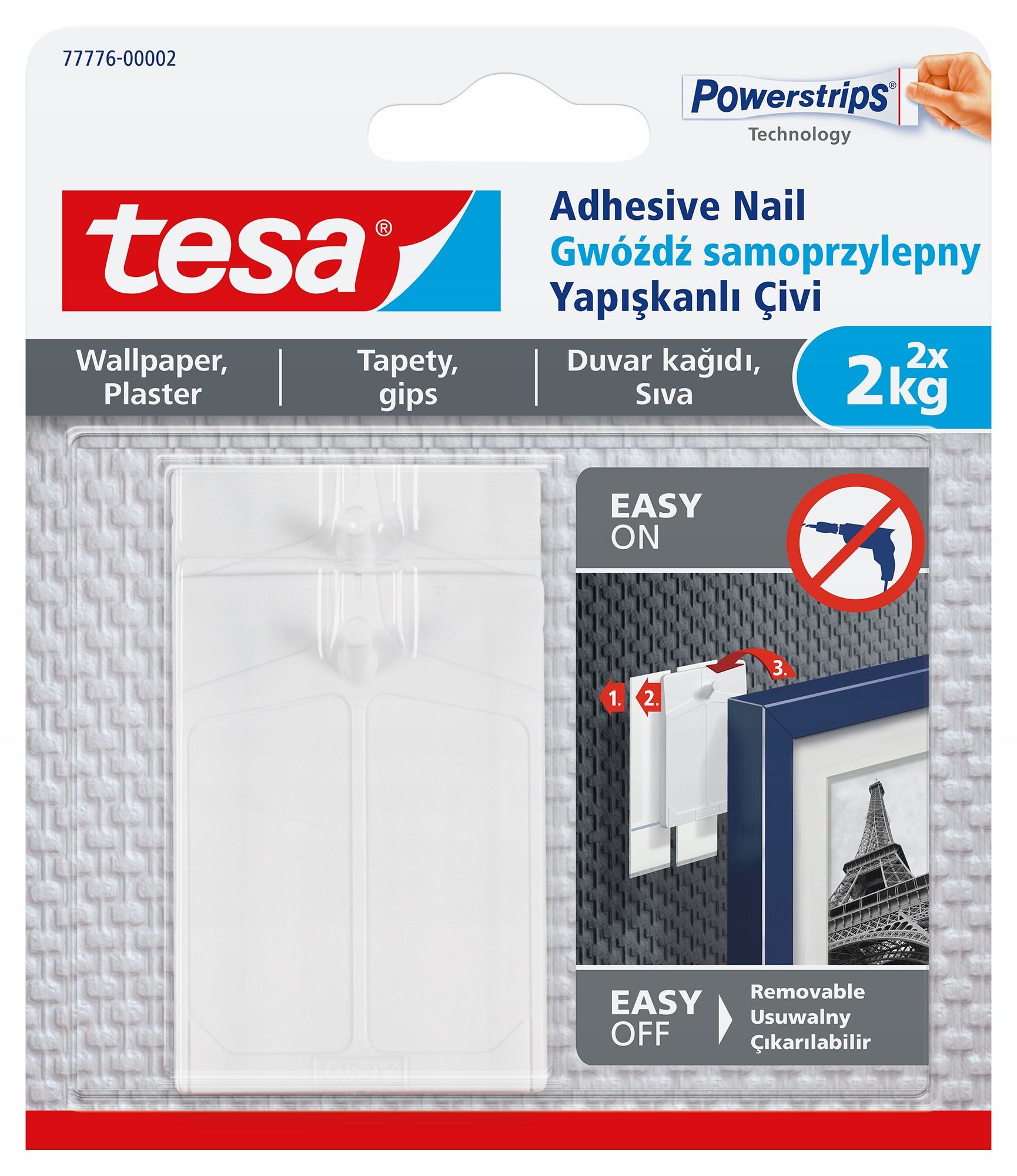  Tesa vinis lipnus paveikslams - kabliukai sieninis montavimas baltas 1kg x2