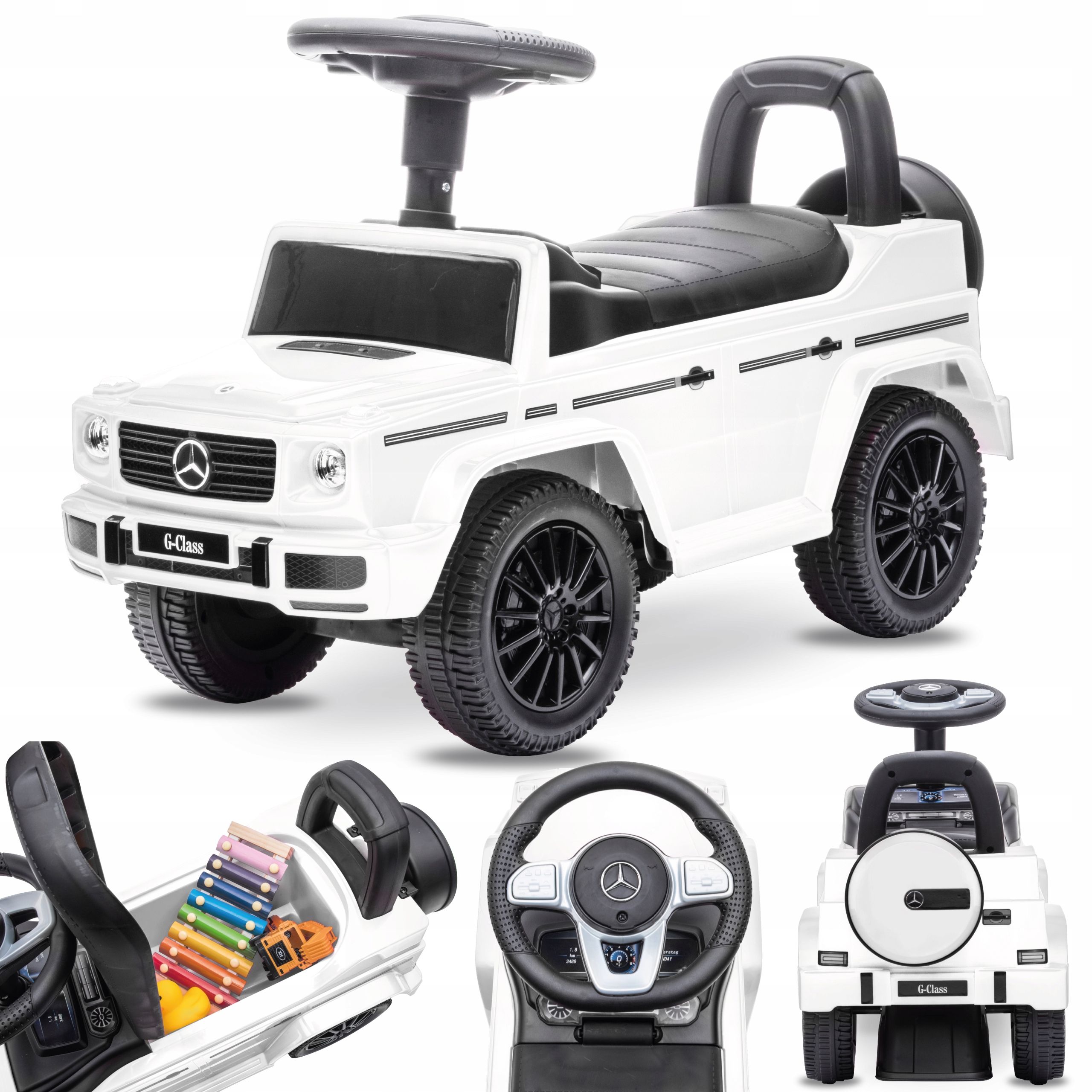  Kick scooter with push handle walker for children mercedes benz g pusher storage box sound