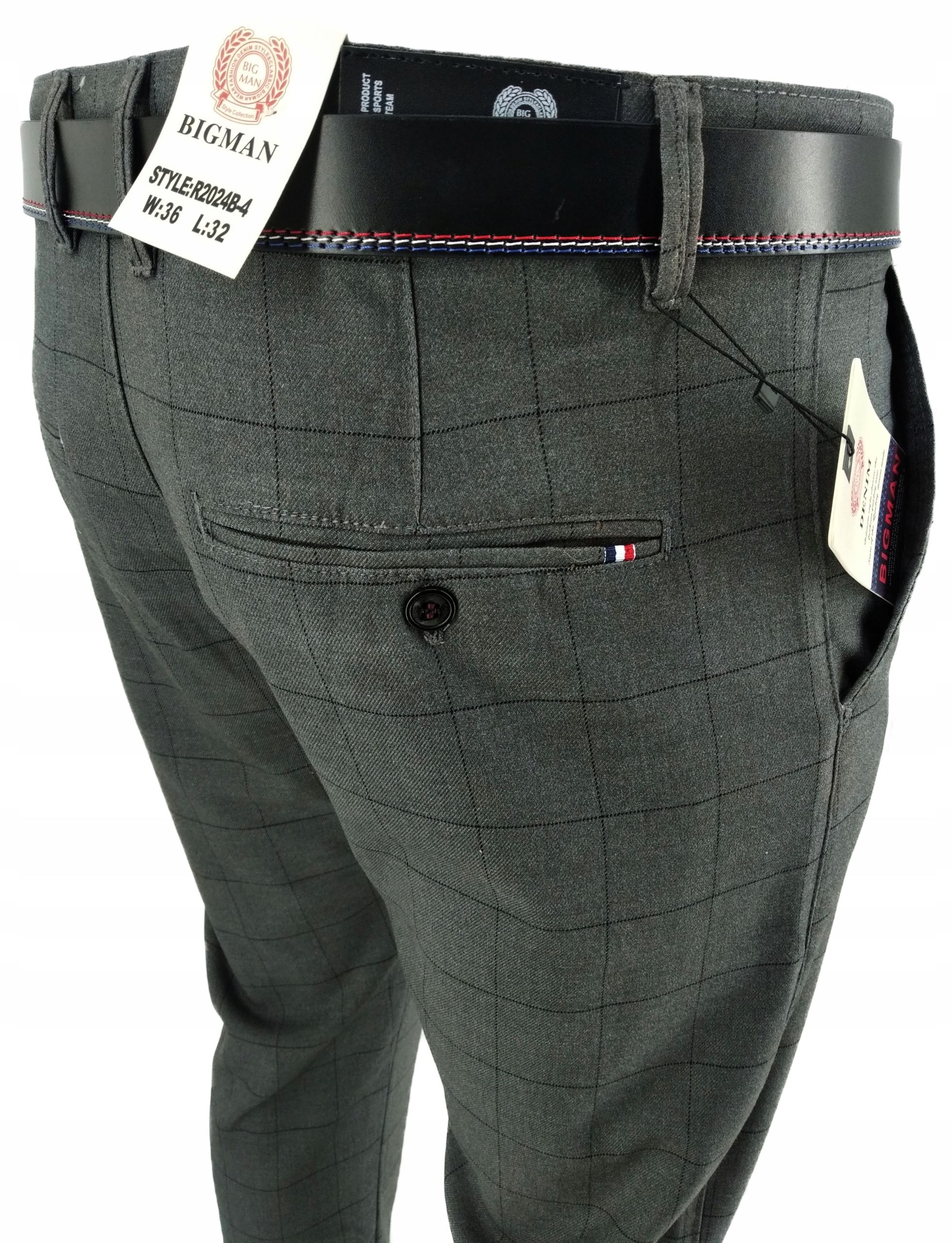  Herrenhosen elegant grau hell kariert i2047 gürtel: w38 98-100 cm
