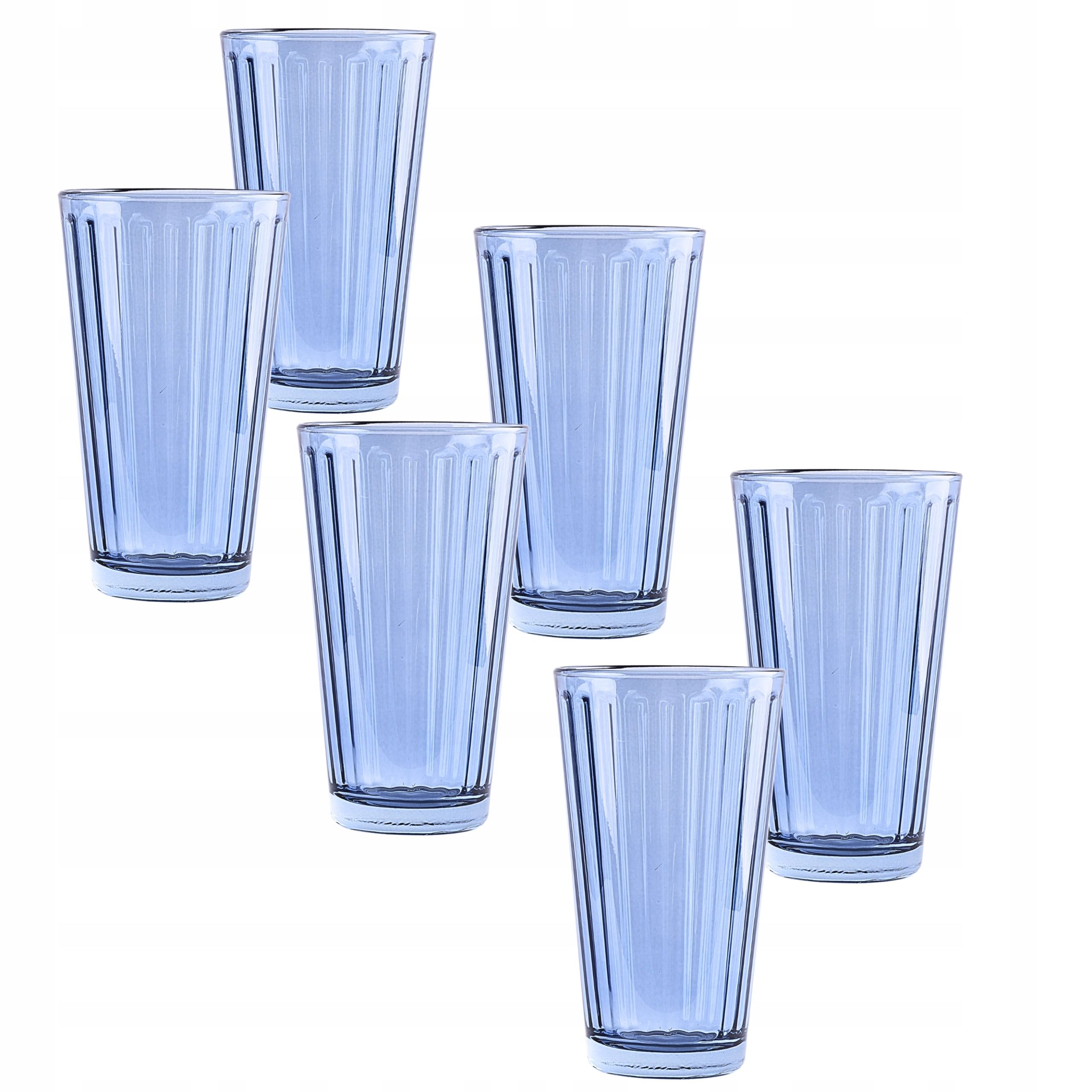  6x sklo zielona vysoký 400ml soubor brýle 6 ks s drážkami