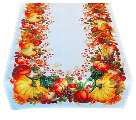  Autumn table runner on the table 60x120 cm yellow orange color squirrel hedgehog