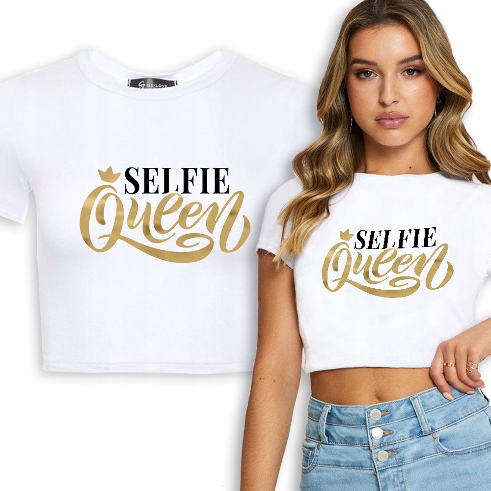  T-shirt kurz crop weiß mermaid muster - s