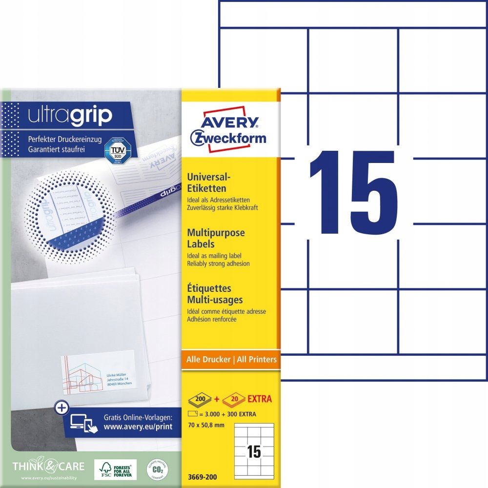  Etiketės avery zweckform 105-74mm 100 lapų x4