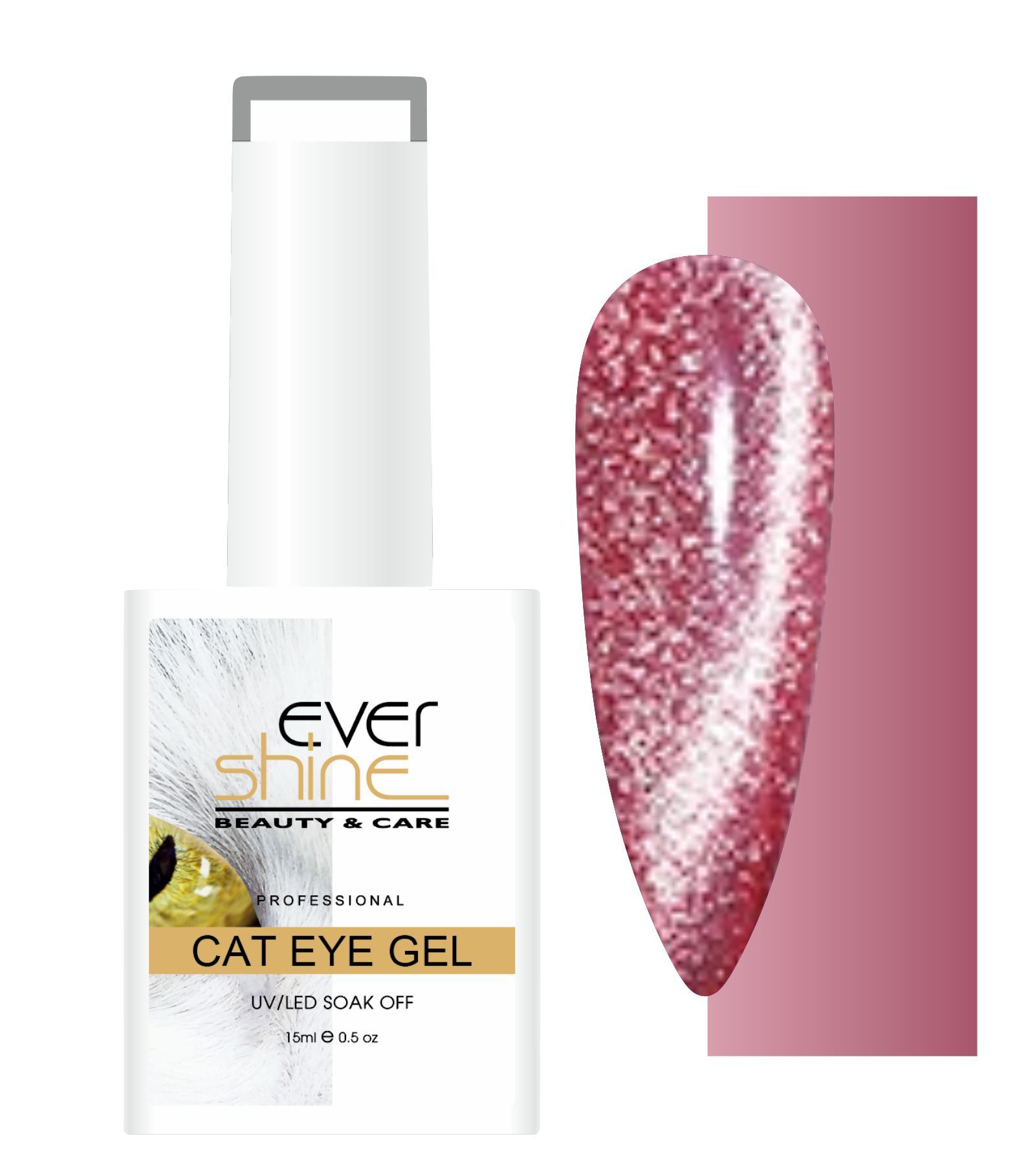  Cat eye hybrid-nagellack champagnerfarbe golden mit silber in partikeln evershine