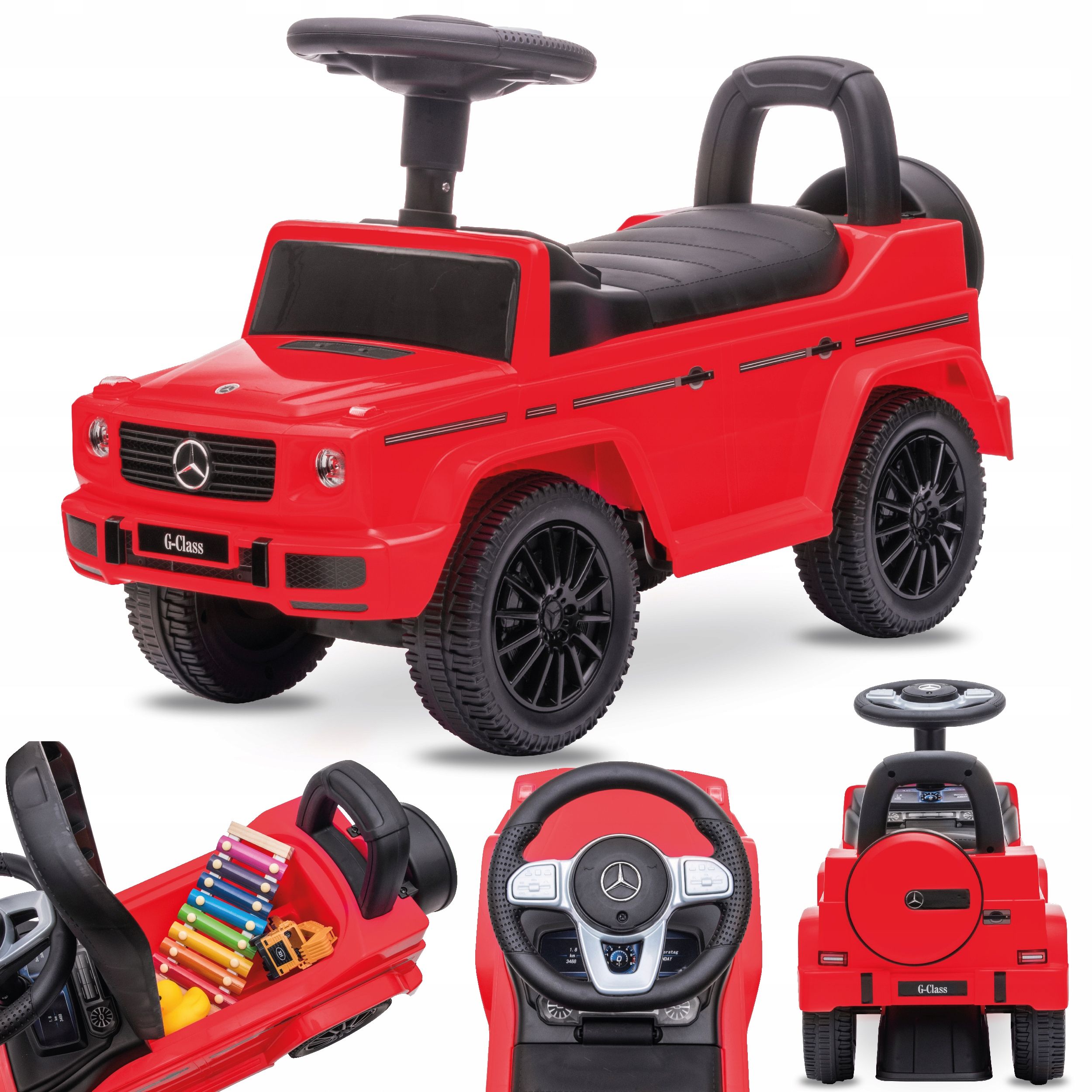  Kick scooter with push handle walker for children mercedes benz g pusher storage box sound