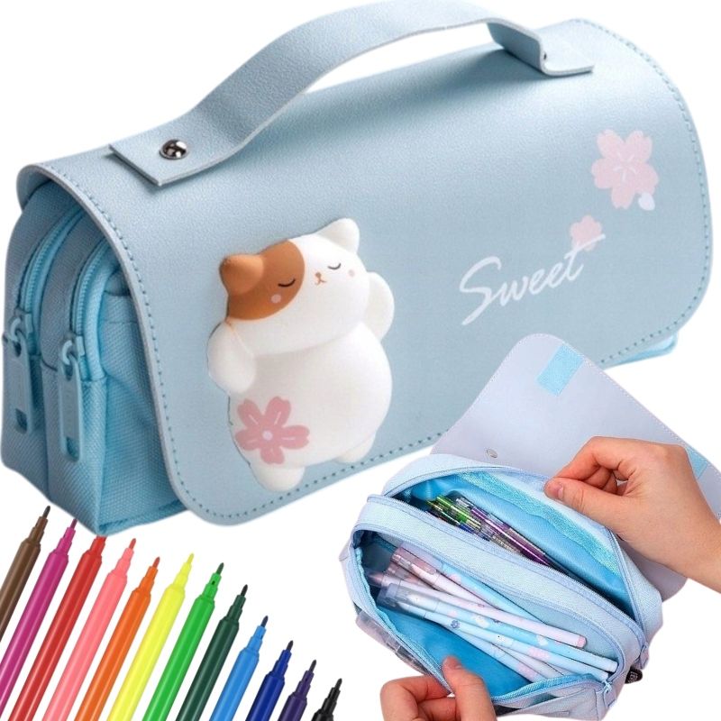  Federmäppchen für die schule 3d katze für ein mädchen weich kätzchen rosa kosmetik