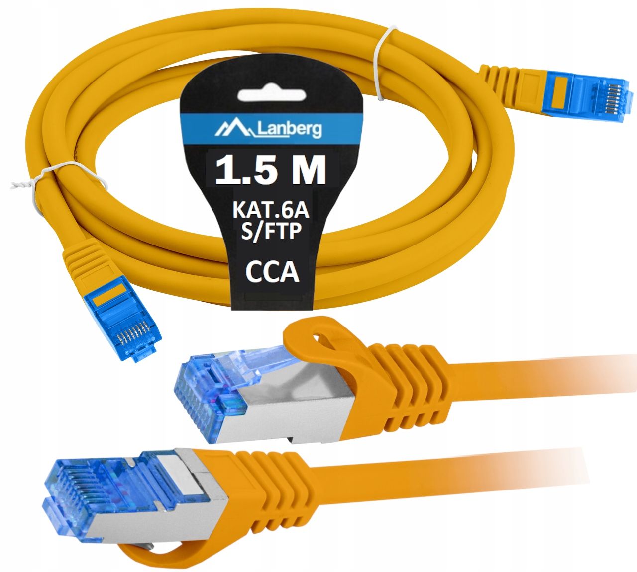  Síťový kabel lan twisted pair - internet ethernet roh 6a sftp 1.5m černá barva