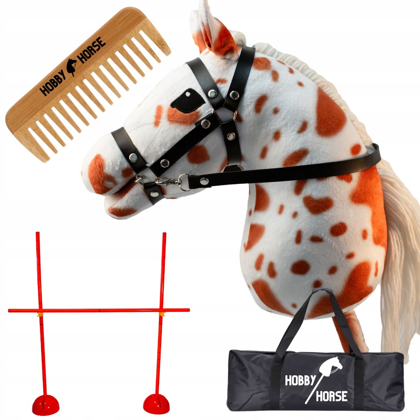  Komplektas hobbis horse arklys su kotu a3 2x kliūtis šokinėjimui 120cm šukos