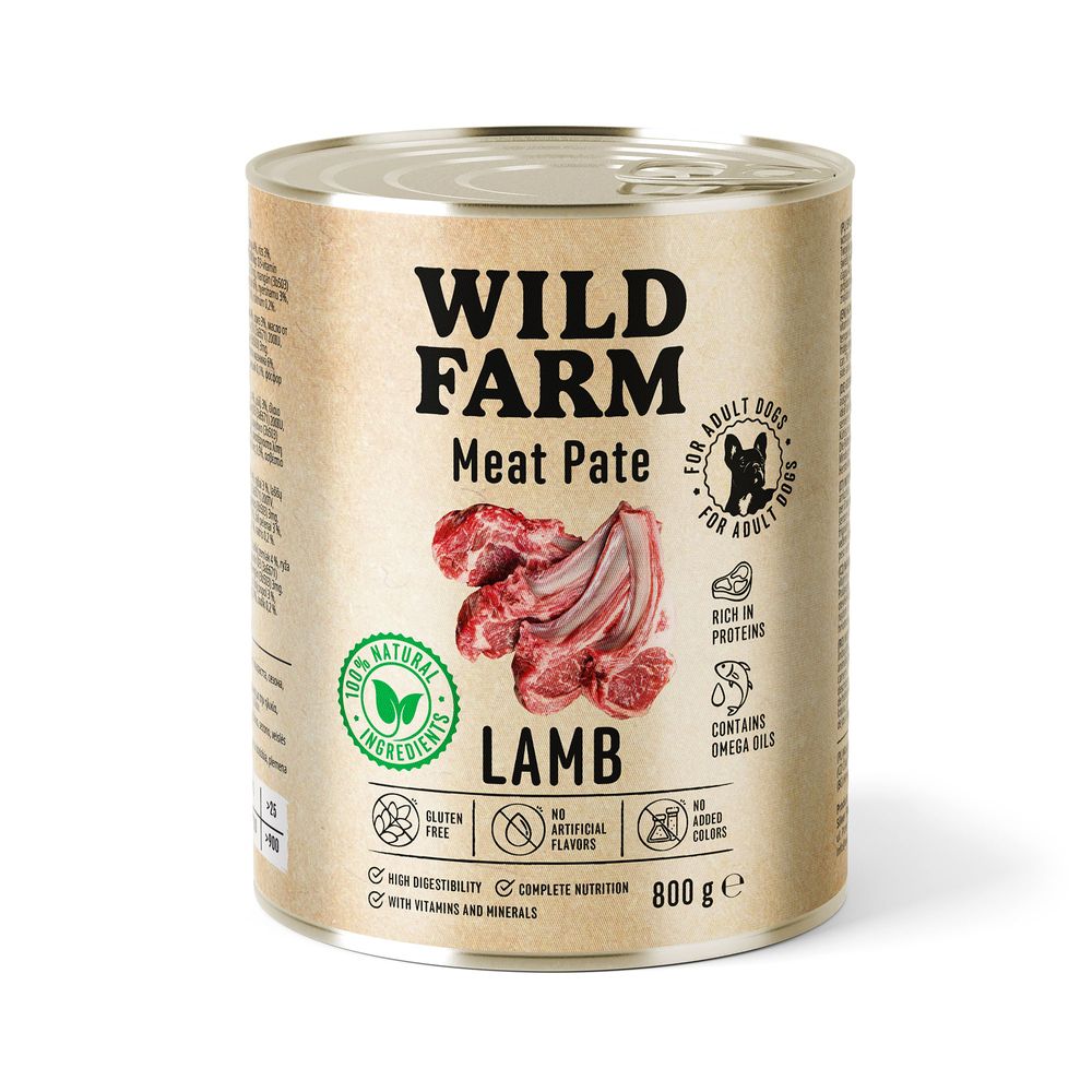  Wild farm pate pork 800g be glitimo maistas šuniui