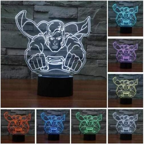  3d night light superman with remote control luminous w 7-miu colors
