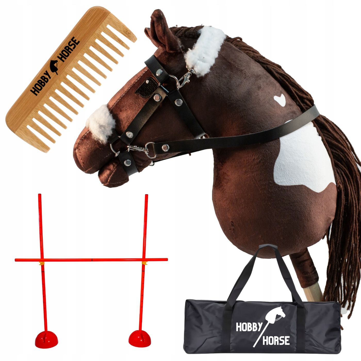  Komplektas hobbis horse arklys su kotu a3 2x kliūtis šokinėjimui 120cm šukos