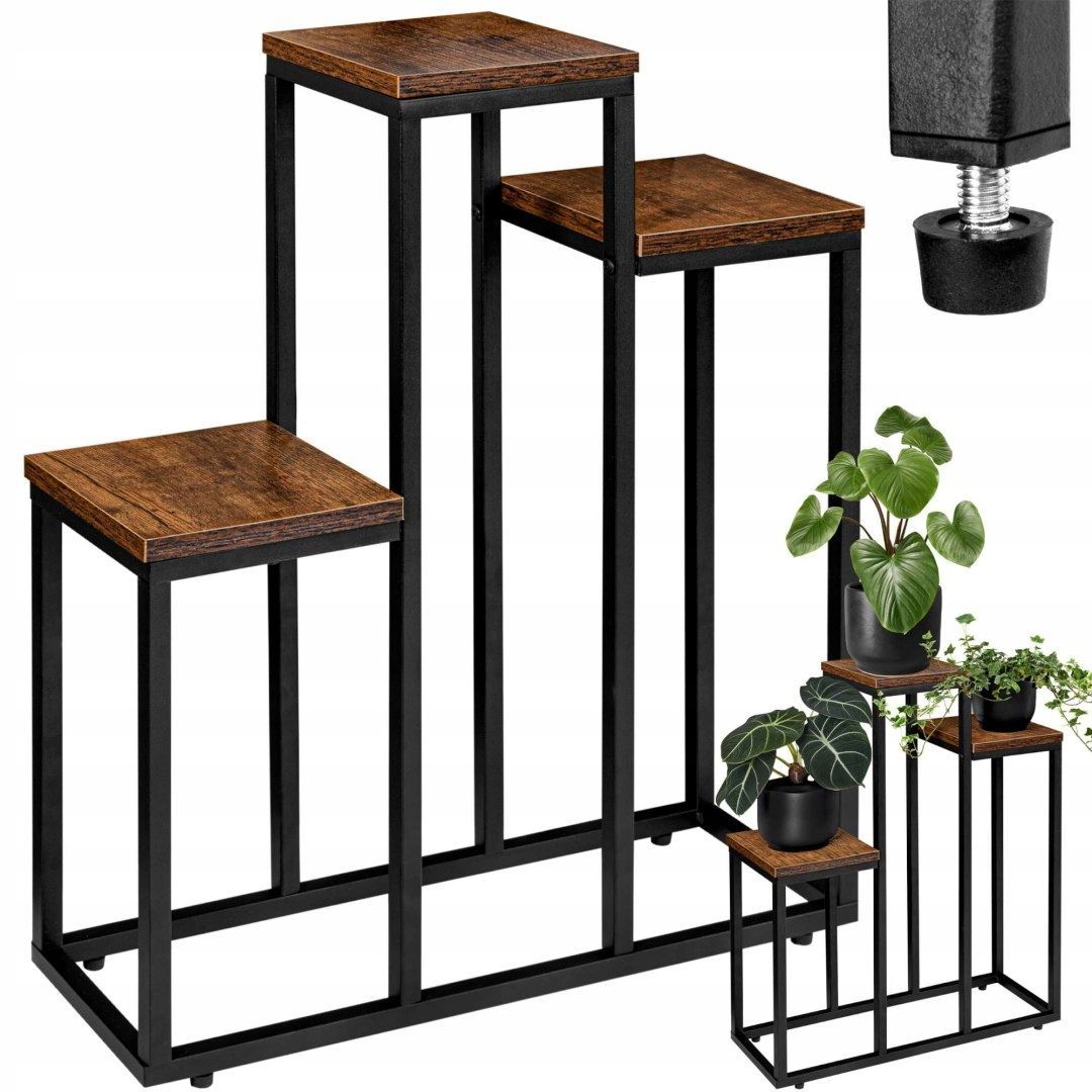  Stovas gėlėms lofto stiliaus piatto rustic 40 cm juodas