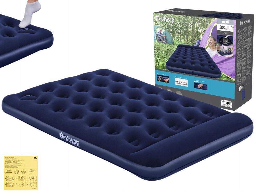  Velurová nafukovací matrace pro 2 osoby 203x152x28 bestway 67226 ponožková pumpa