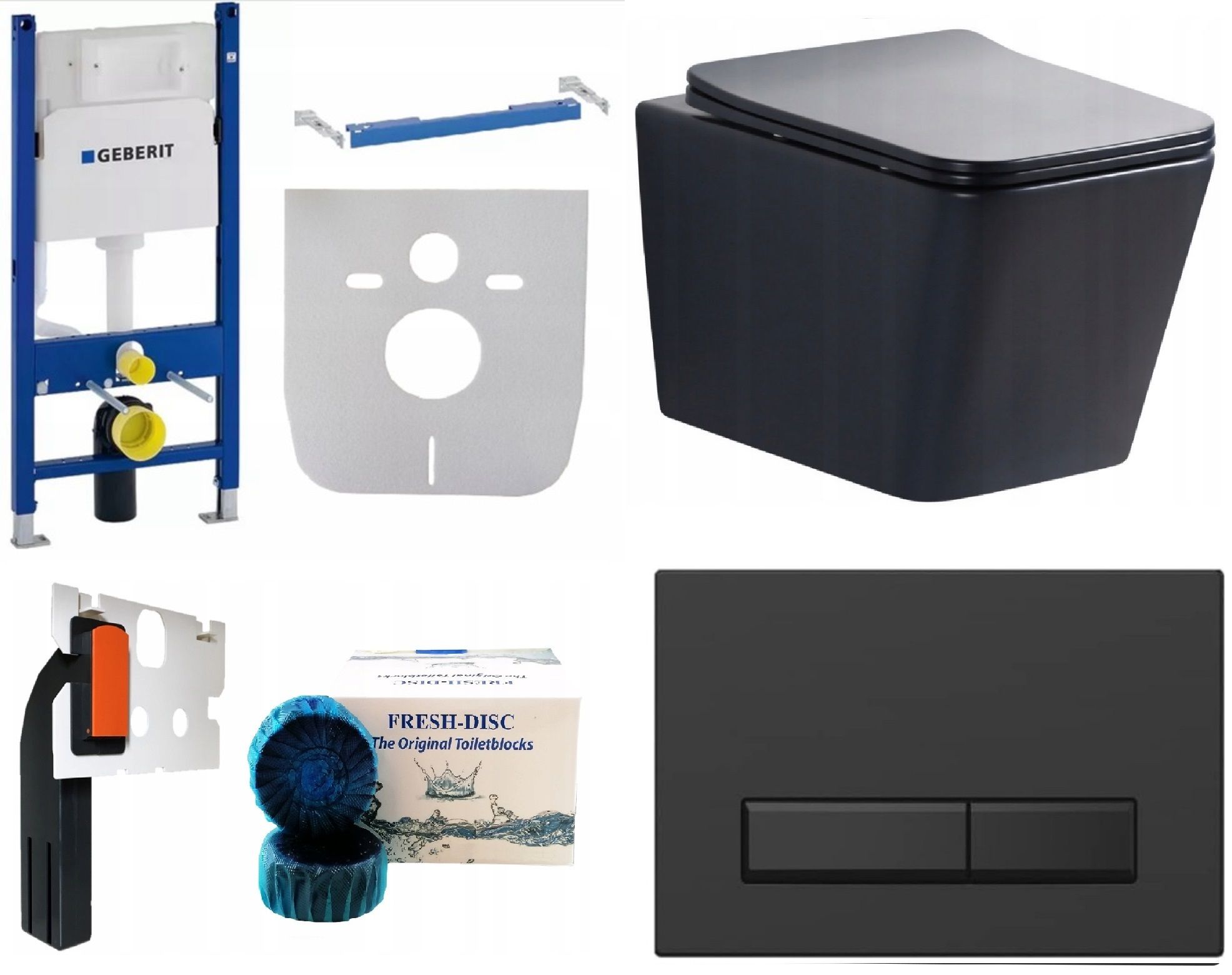  Wc rāmja komplekts geberit + atslēga + tualetes pods melns matēts + dēlis w/o+fresh