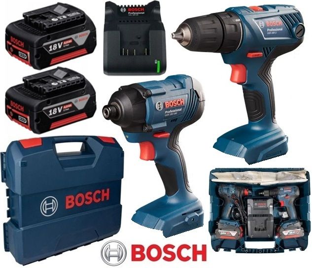  Bosch professional gdr180-li, gsr180-li, 2x gba 2ah 18v, gal18v-20, lagaminas
